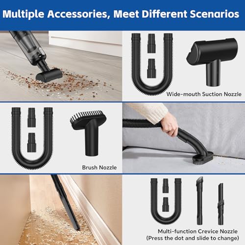 Image of Handheld Car Vacuum Cleaner Cordless: 9500PA Powerful Suction Portable Lightweight Hand Held Vacuum - Large Capacity Battery Last Long Wireless Mini Vacuum With LED Light For Home Office Cleaning