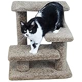 New Cat Condos Solid Wood Pet Stairs, Large, Brown