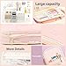 MAMUNU Expandable Pencil case with compartments, Large Capacity Pencil Cases Pencil Bag Pouch Office School, Portable Pencil Case Large School Stationery Organizer, Makeup Cosmetic Bag, Pink