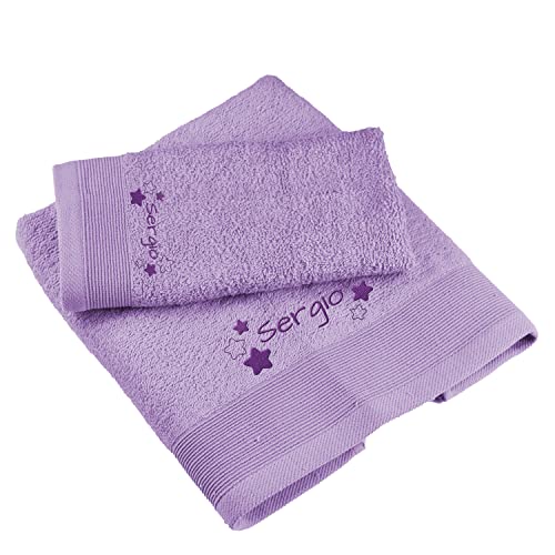 Saquitomagico Juego De Dos Toallas Bordadas Personalizadas Con Tu Nombre.Elige Tu Color Lila Saquitomagico Juego De Dos Toallas Bordadas Personalizadas Con Tu Nombre.Elige Tu Color Lila