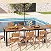KOMFOTTEU Gartentisch mit Schirmloch, Esstisch aus Akazienholz, Holztisch für 8 Personen, Terrassentisch 200 x 90 x 75 cm, für Outdoor, Garten, Patio (Modell A)