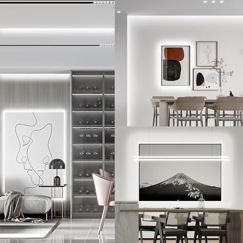 Image of 10ft White LED Strip Lights,12V Dimmable Tape Lighting with Infrared Remote,SMD 2835 LEDs Adhesive Ribbon Light,Connectable,Cuttable,Indoor Rope Light for Room Bedroom Cabinet