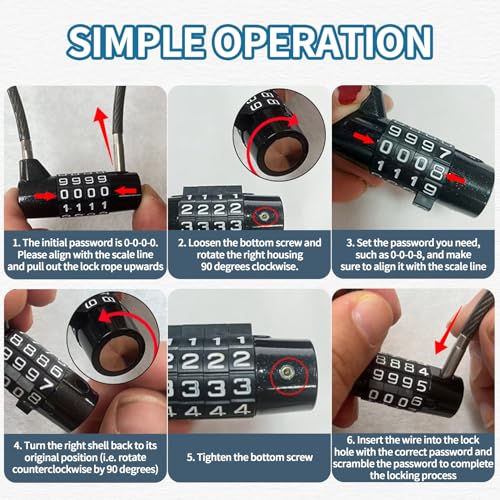 Candado Taquilla,Numerico Combinacion,Gimnasio Candados,Bicicleta Cadeados Cacifos,Pequeño Seguridad,Para Casco de Moto,Numeros,Cable Acero Con 4 Dígitos,Números,Cuerda Alambre,Impermeable Y Antirrobo - imagen 3