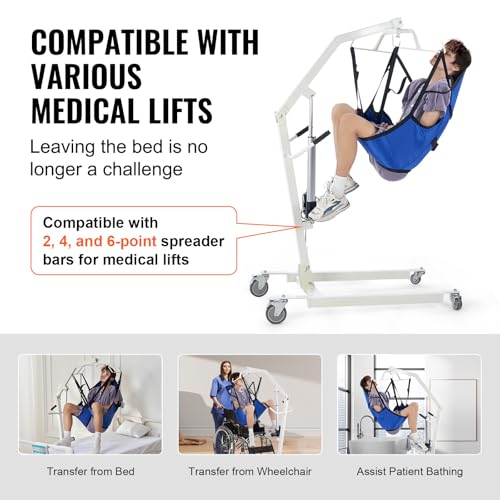 Image of VEVOR Patient Lift U-Sling with Head Support- Medium Size, Divided Leg Transfer Sling for Bathing, Patient Lift Medical Sling for Elderly, Disabled, Bedridden, 600LBS