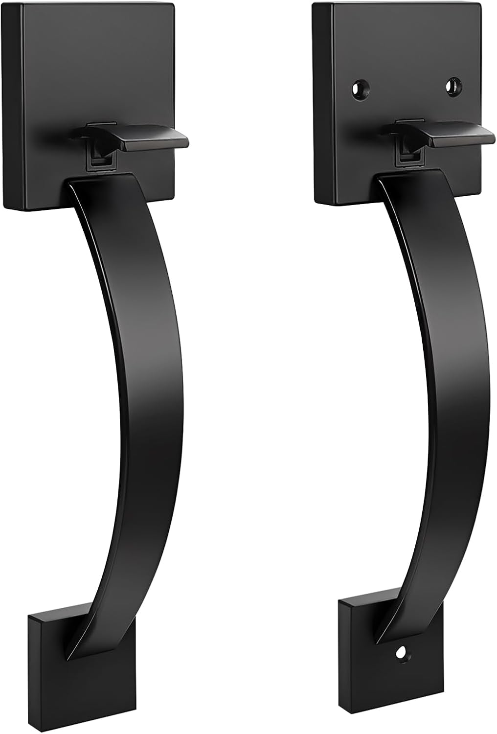 Probrico Double Sided Black Front Door Handle,Exterior/Interior Keyless Square Front Door Handleset,Entry Handleset with No Lock,1Pack