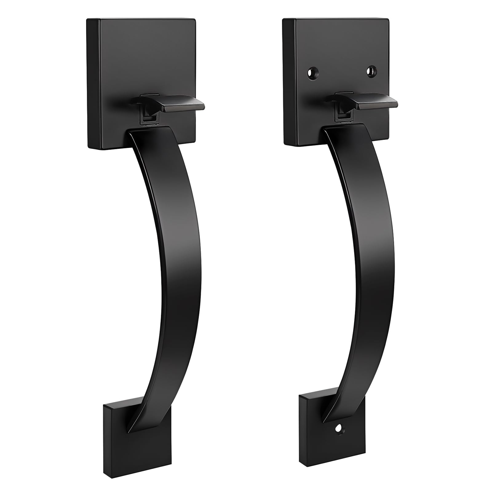 Poignée de porte d'entrée double face Probrico carrée noire sans clé