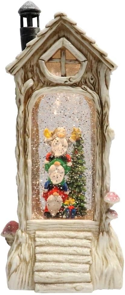 Roman Christmas Inc., Confetti Lites Collection, 11.5" H LED Swirl Confetti Light GNOME Lantern, Lantern, Snow Globe, Holiday Home Décor, Santa, Cardinal, Nutcracker, Snowman, Reindeer (5x5x11)