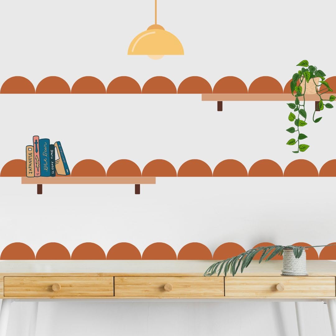 Normals Scallop Border Wall Stickers, Border Wall Stickers for Living Room, Bedroom, Nursery, Boys Girls Decor (Bronze)-image-3