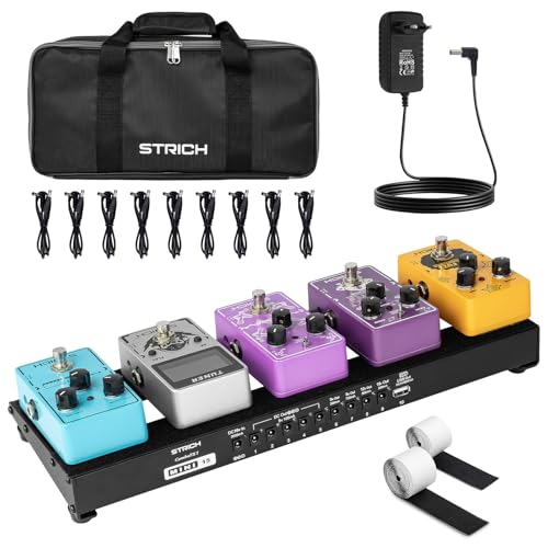 STRICH Gitarre Pedalboard mit integriertem Netzteil, kleines Pedalbrett 15 x 5,1' 1,3 LB leichtes...