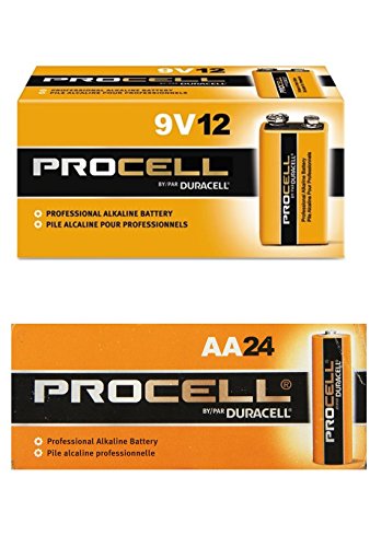 Duracell Procell AA 24 Pack, 9 Volt Batteries Pack of 12