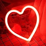 linjia amore cuore neon luce, luci notturne di san valentino a forma di cuore neon segni led decor luce notturna usb/batteria birthday party room decorare (rosso)