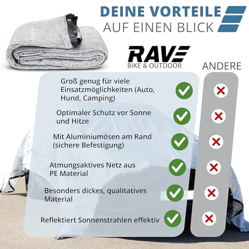 RAVE Aluminium-Schattennetz 6×4 m – Sonnenschutznetz für Auto & Hund – reflektierend, atmungsaktiv – Camping & Outdoor