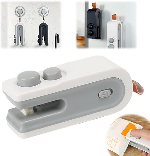 Mini sellador de bolsas con imán, sellador de bolsas con imán, sellador de bolsas de chips recargable USB 2 en 1, herramienta de sellado térmico