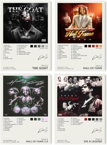 Polo Poster G (Set of 4) Music Album Cover Signed Limited Edition Canvas Poster Wall Art Decor for Living Room Unframe:08x12inch(20x30cm)