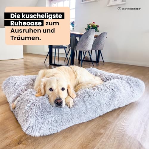 Wahre Tierliebe Premium Hundekissen Fluffy - Weiche Schlafstätte für deinen Vierbeiner - Leicht zu reinigen - Perfekt für Zuhause und unterwegs, hundebett, hundematte, hundebett waschbar