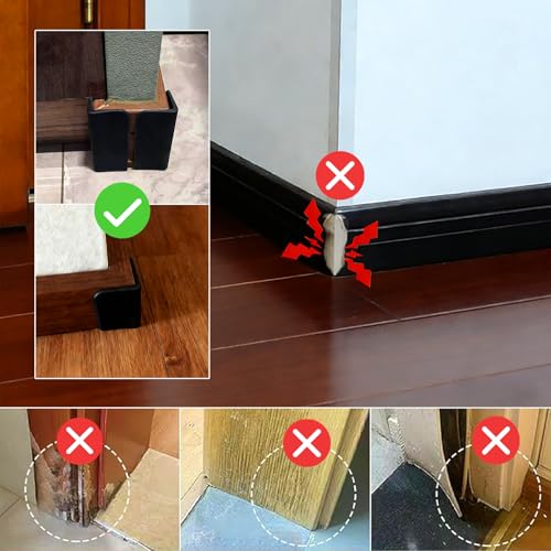 Image of Black Baseboard Corners Blocks Self Adhesive, Thickened Rubber Safety Corner Protectors Cushion, Soft Edge Furniture Wall Guards (4 PCS)