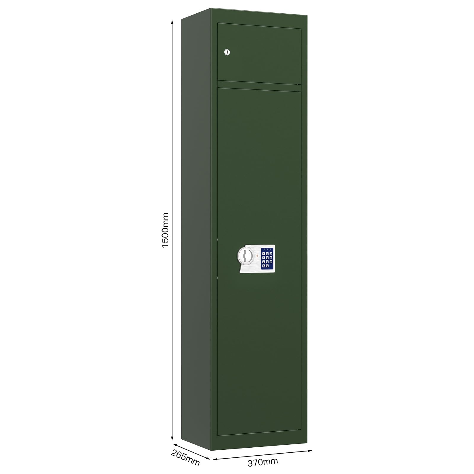 Profirst Hunter 5 Waffenschrank Stahl Elektronikschloss Grün separat versperrbares Munitionsfach mit Zylinderschloss Waffentresor inkl. Befestigungsmaterial