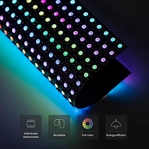 Image of SEZO 2 Pack LED Matrix WS2812B Panel RGB 5050SMD16x16 256 Pixels Digital Flexible Individually Addressable for Arduino LED Programmed Panel Screen Image Video Display Full Color Lighting DC5V