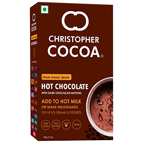 Image of Christopher Cocoa Hot Drinking Chocolate Powder with Dark Chocolate Buttons 200g (Pack of 2)