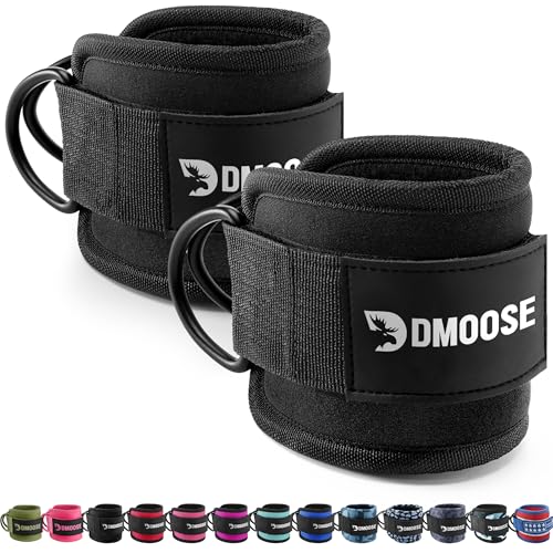 DMoose Fitness Correas de tobillo para máquinas de cable, talla única con acolchado premium, correa de tobillo para mujeres y hombres, accesorios de cable para gimnasio, entrenamientos de glúteos