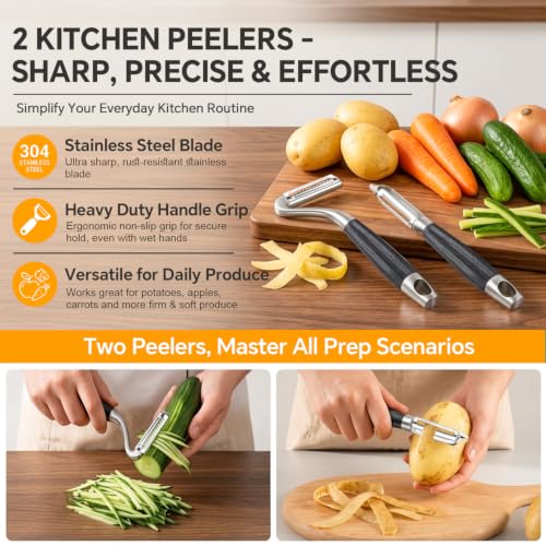 2 Piece Swivel & Julienne Peeler - Fruit, Vegetable Peelers for Kitchen - image 6