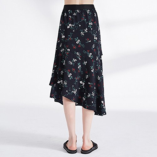 Jupe tempérament femelle ZULQ à motif floral et coupe asymétrique