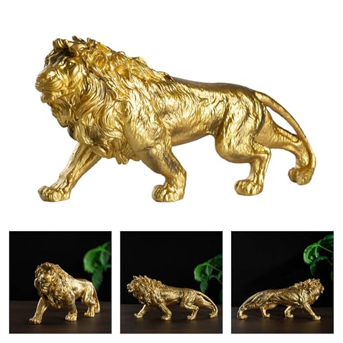Figurine lion en résine d'art avec base épaisse, statue chic de qualité premium - 3