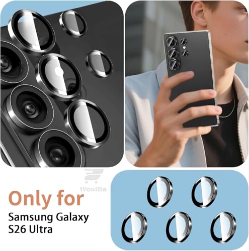 Image of WonRia Zero Feel - Camera Lens Protector Ring for Samsung Galaxy S26 Ultra 5G Camera | Metal Aluminum Alloy Rings | Military-Grade Shatterproof | Black
