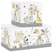 HUUMONSS 11.8\" Tropical Animals Storage Cube Organizer Set 3Pcs Clothes Storage Basket Bin for Closet Shelf Elephant Giraffe Zebra Nursery Kid Room Book Toy Chest, Monkey