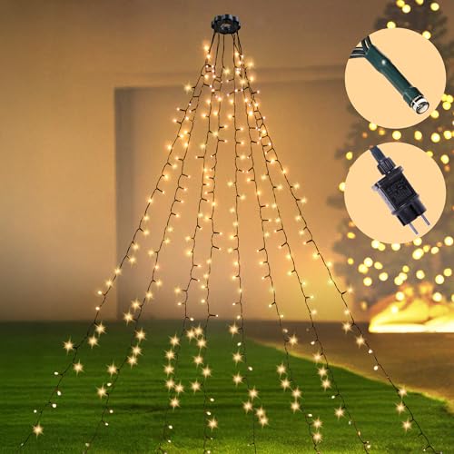 4smile warmweiße Lichterkette Weihnachtsbäume 8 x 2 m, 320 LEDs, 8...