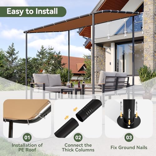 Aoxun 10x6 Lean-to Gazebo,Sloped Roof Pergola Porch Canopy Awning for Patio - Image 4