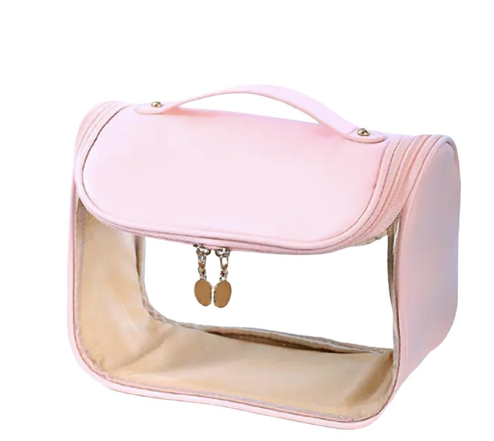 Purple Vibes Travel Make Up, Accessories bag with Hanging Hook for Skincare,Toiletries, Car and Tech accessories (Pink)