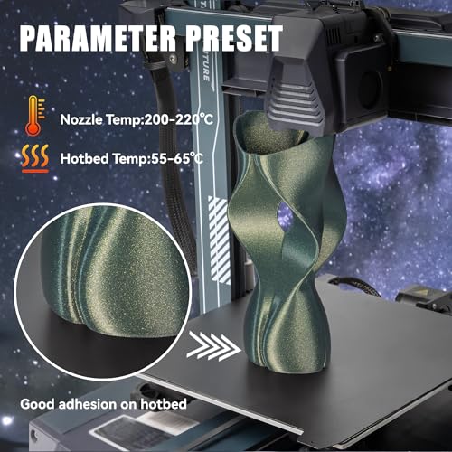 Image of TINMORRY PLA Filament 1.75mm 1kg, Galaxy PLA 3D Printer Filament, Compatible with Most FDM 3D Printers, 1 KG 1 Spool, Galaxy Green
