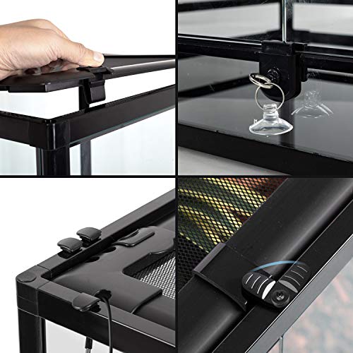 REPTI ZOO 50 Gallon Reptile Glass Tank Terrarium 2 in 1 Side Meshes and Side Glasses Double Hinge Door with Screen Ventilation Tempered Glass 36" x 18" x 17.75"