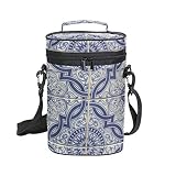 Fantazio Portugal Sac isotherme pour 2 bouteilles de vin avec poignée et bandoulière réglable Motif floral