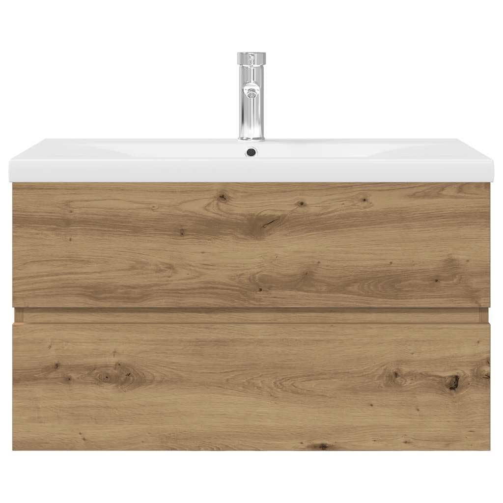 Mueble de baño con lavabo y grifo integrados, roble artesanal, 80 cm