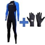 2 Pieces Wetsuit，Full Body Dive Wetsuit Sports Skins Rash Guard for Men Women，Neoprene Gloves Scuba Diving Gloves Wetsuit Dive Gloves for Men Women