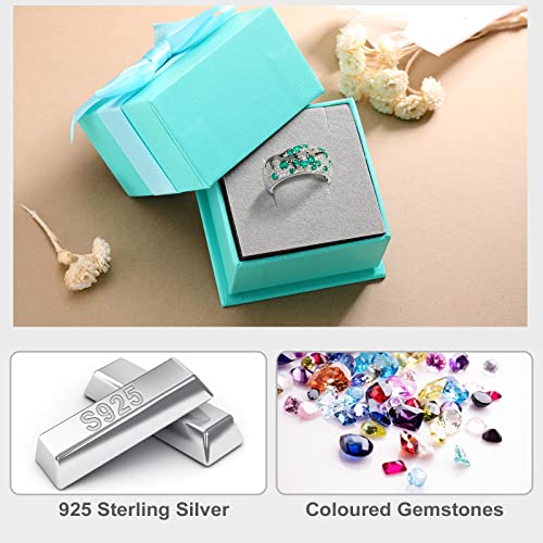 Randes Women's Statement Emerald Rings Cherry Tree Branches Lab Created Gemstone Crystal Cocktail Rings Size 8 #TOP6