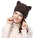 Women's Hat Cat Ear Crochet Braided Knit Caps,Coffee