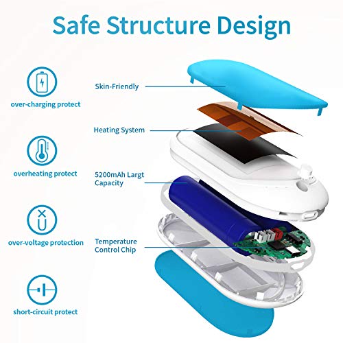 Hand Warmers Rechargeable, USB Hand Warmer Reusable 5200mAh USB Beverage Warmers Heater Battery Hot Pocket Warmer Electric Handwarmers Blue