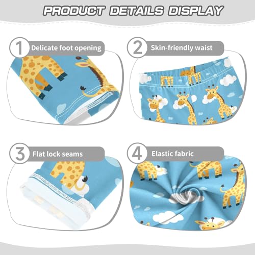 Cartoon Giraffe Girls Casual Leggings for Kids Printed Long Pant Bottoms Stretch and Soft3