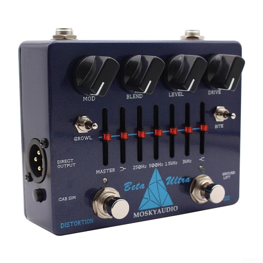 Spelonify Pedale di distorsione per basso con equalizzatore grafico a 6 bande, preamplificatore Overdrive Bass, amplificatore per cuffie per esercitazione, sim cabina diretta, unità effetti chitarra