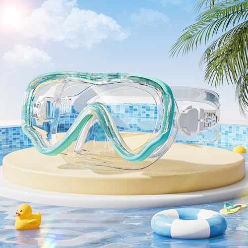 VOSOIR Gafas Buceo Niños, Gafas Natación para Niños con Puente Nasal, Gafas de Buceo para Niños HD de 180° a Prueba de Fugas para Niños, Niñas y Adolescentes de 6-14