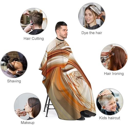 Capa para Corte de Pelo Abstract Naranja y Blanco Impermeable miniatura 3