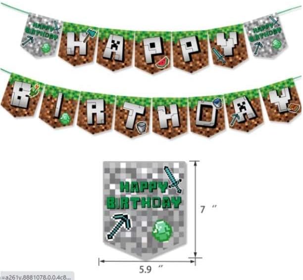 Amazon マインクラフト Minecraft 誕生日 飾り付け 風船 バルーン ガーランド バースデー ケーキ お祝いセット 風船 バルーン おもちゃ