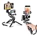 Zeadio Ergonomic Handheld Grip Stabilizer Tripod Selfie Stick Handle Steadycam Kits, Fits for All GoPro and iPhone Samsung and Phones, 2 Angles Shooting Simultaneously