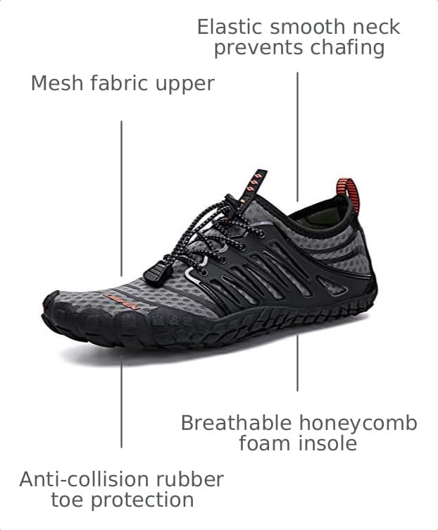 Image of UBFEN Water Shoes for Men Women Quick Dry Swim Aqua Socks | Lightweight Barefoot-style Fit, Rubber Sole, Hiking, Fishing, Kayaking, Beach, Pool, Boating, Diving And Water-to-land Wear