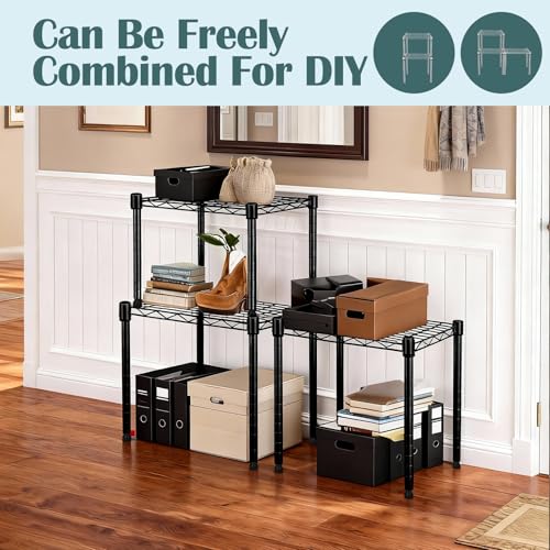 Image of 1-Tier Wire Shelving Unit, Stackable Metal Storage Shelves, Versatile Utility Shelves & Wire Rack for Garage Shelving, Pantry Shelves, Office, Living Room,Black
