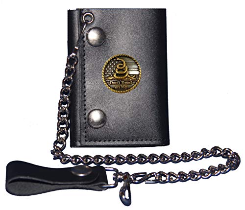 Custom Don't Tread On Me Black Trifold Chain Wallet. MADE IN USA