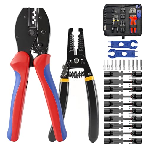 Callsun Solar Crimper Tool Kit - Crimper, Stripper, 10 Pairs Solar Connectors, Wrench for 14-10 AWG PV Cables, Universal Set for DIY Solar Projects by Callsun - Used condition - US$26.21